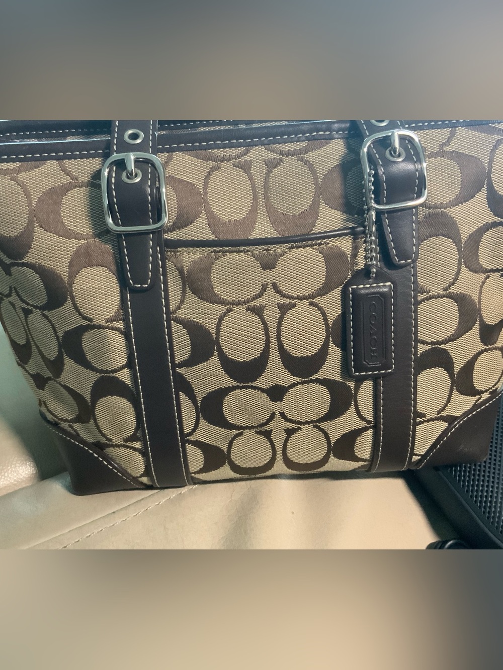 Coach Signature Pattern Brown Mini Tote with Dark Trim. No. H2J-6043 - Picture 12 of 12